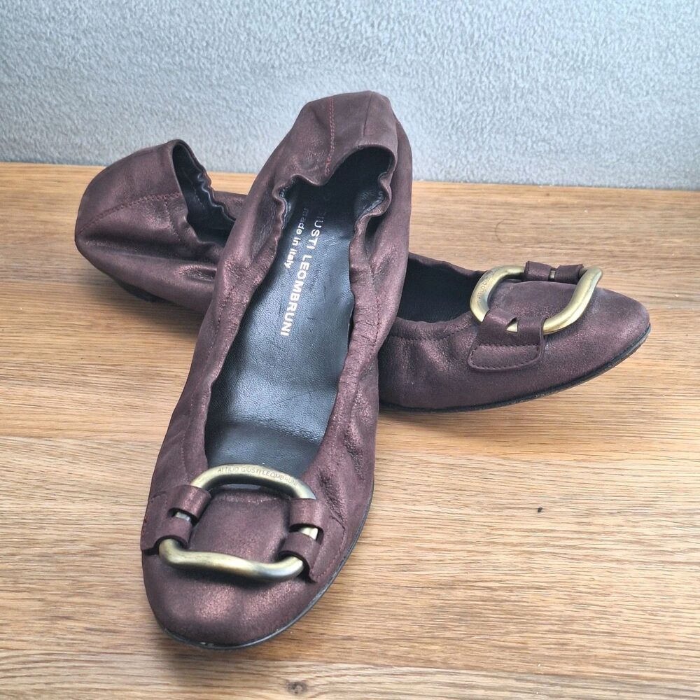 AGL Attilio Giusti Leombruni Ballet Flats Womens US 11 EU 41 Purple Shimmer Plum
